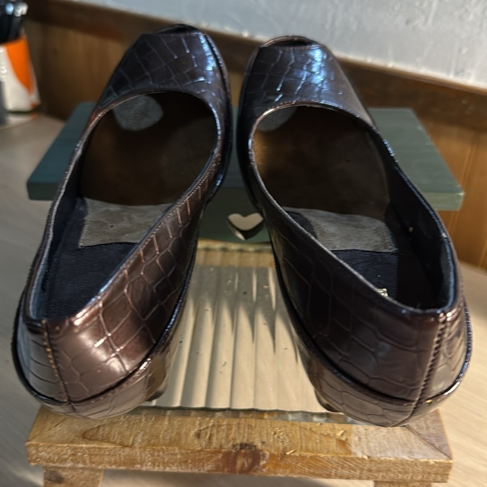 Aerosols A2 Brown Crocodile Print Heels - Picture 5 of 6